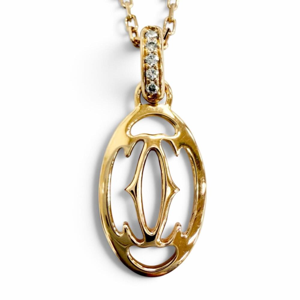 Cartier SZ7496 750 Diamond Logo Double C 5P Necklace, Pink Gold (PG), Weight:...